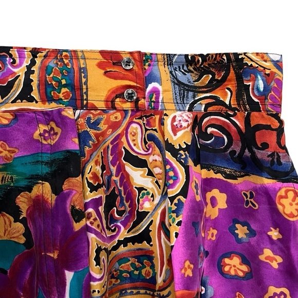 Studio New York Large Silk Vintage 90’s Floral Abstract High Waist Short R5 - Picture 4 of 7
